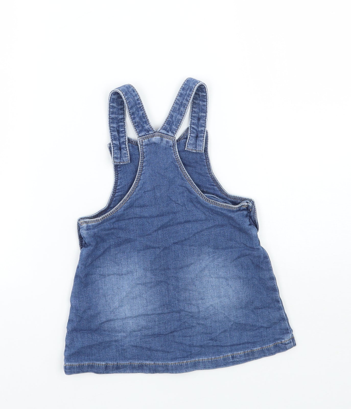 Matalan Girls Blue Floral  Pinafore/Dungaree Dress  Size 18 Months
