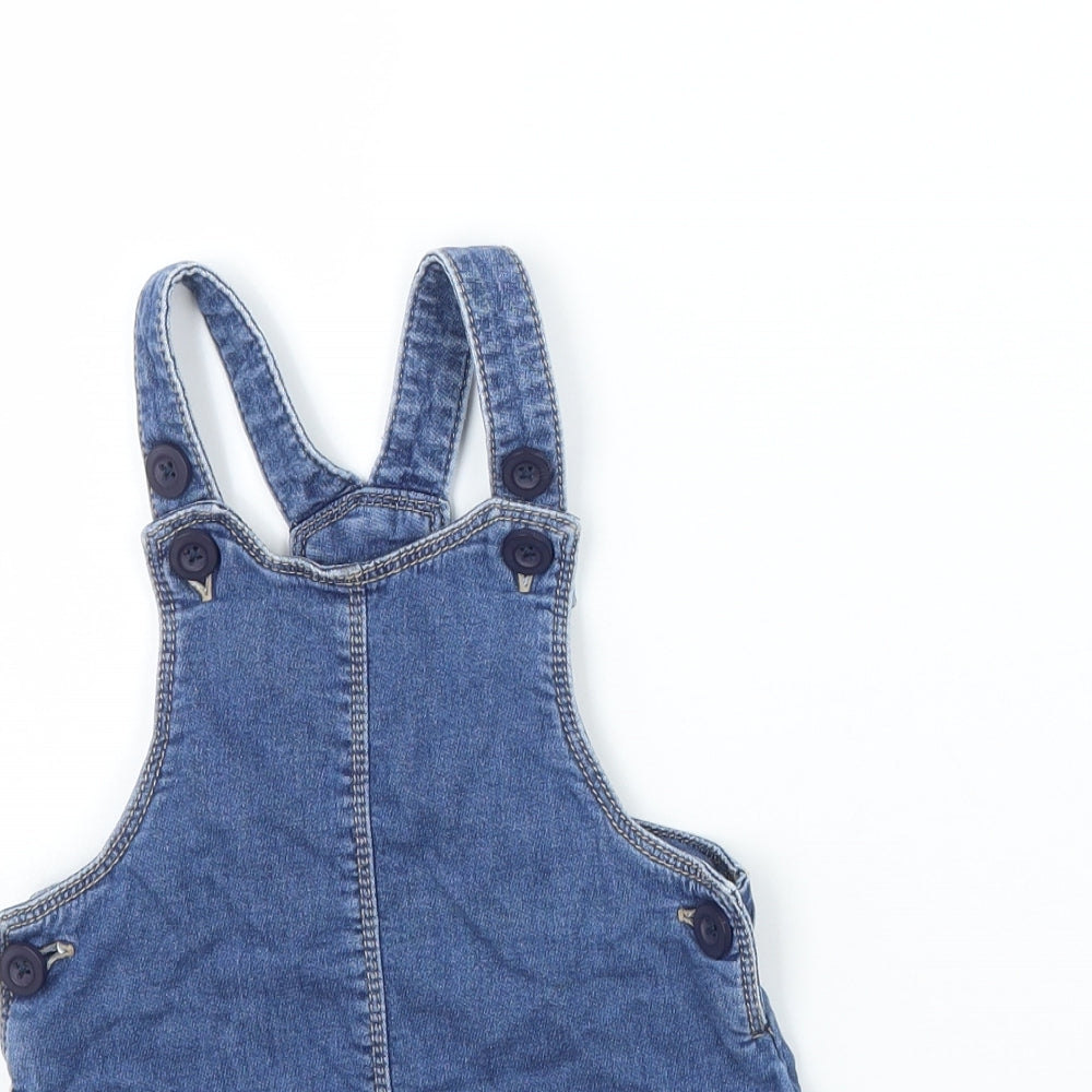 Matalan Girls Blue Floral  Pinafore/Dungaree Dress  Size 18 Months