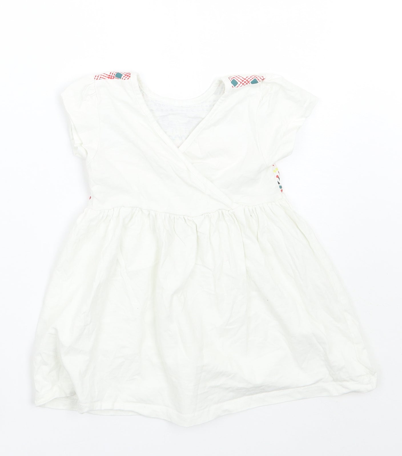 TU Girls White Geometric  A-Line  Size 2-3 Years