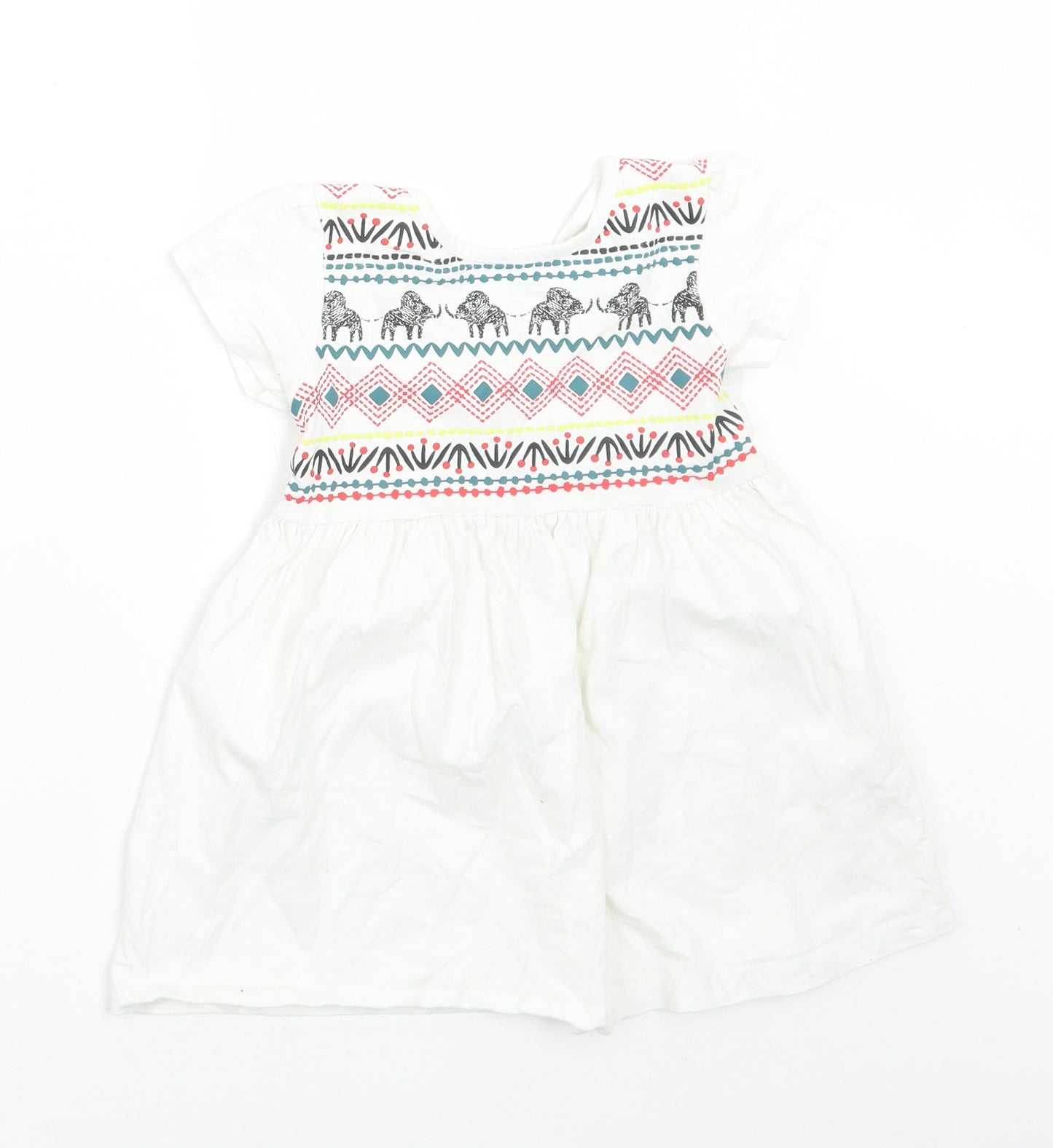 TU Girls White Geometric  A-Line  Size 2-3 Years