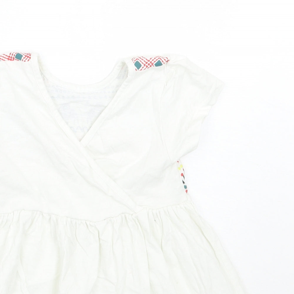 TU Girls White Geometric  A-Line  Size 2-3 Years
