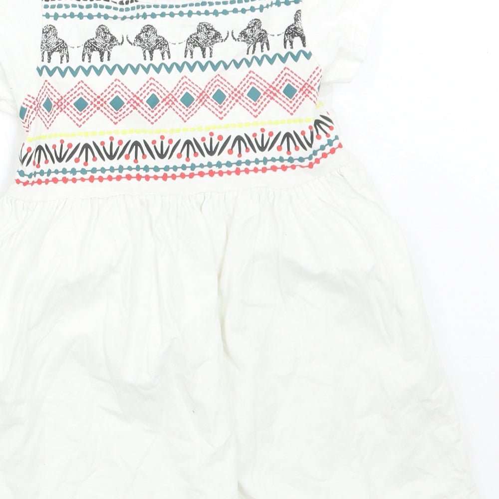 TU Girls White Geometric  A-Line  Size 2-3 Years