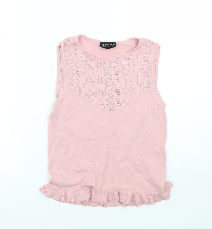 Topshop Womens Pink   Basic T-Shirt Size 8