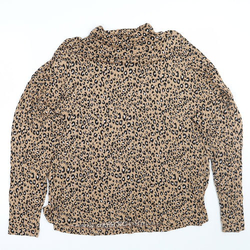Marks and Spencer Womens Brown Animal Print  Pullover Jumper Size 14