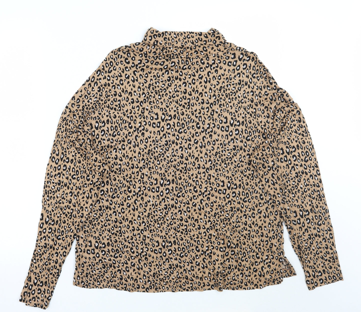 Marks and Spencer Womens Brown Animal Print  Pullover Jumper Size 14