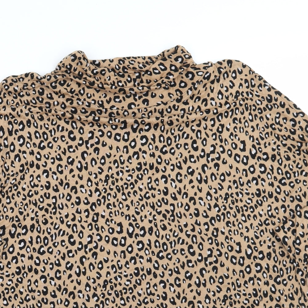 Marks and Spencer Womens Brown Animal Print  Pullover Jumper Size 14