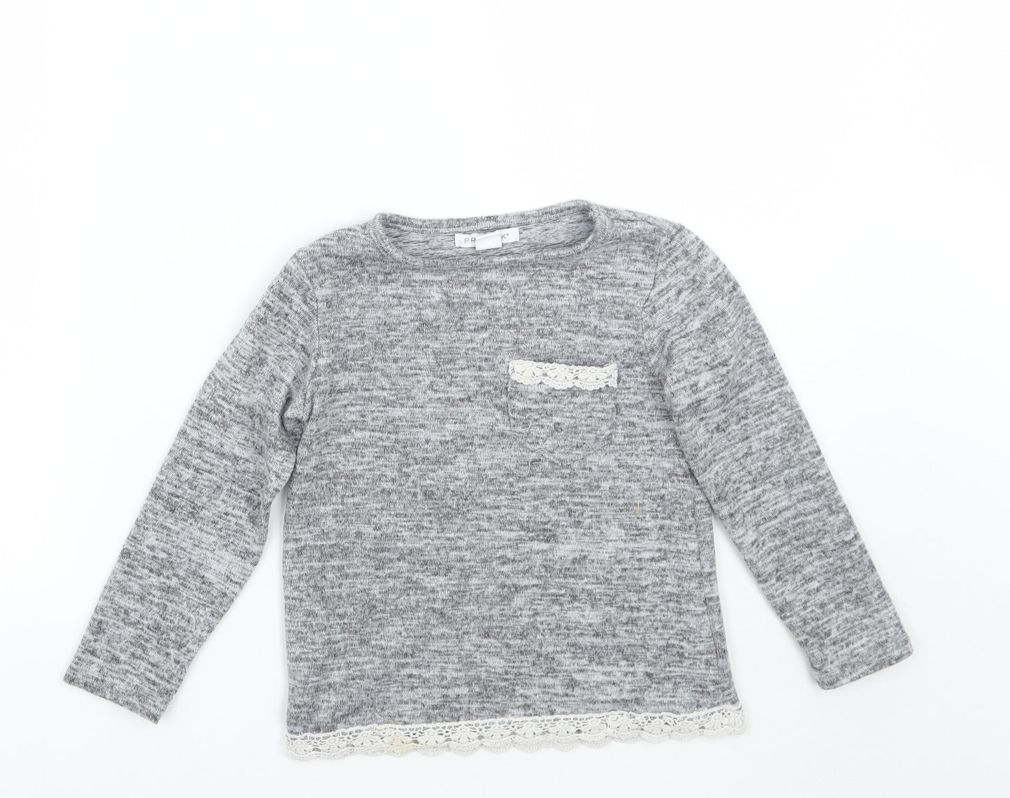 Primark Girls Grey   Pullover Jumper Size 5-6 Years
