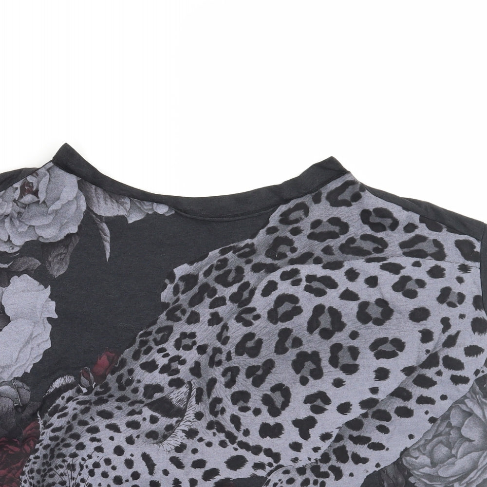 All saints Womens Grey Animal Print  Basic T-Shirt Size S