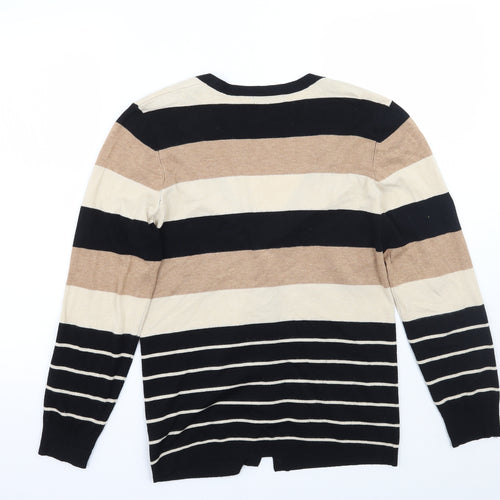 BM Womens Brown Striped  Cardigan Jumper Size S