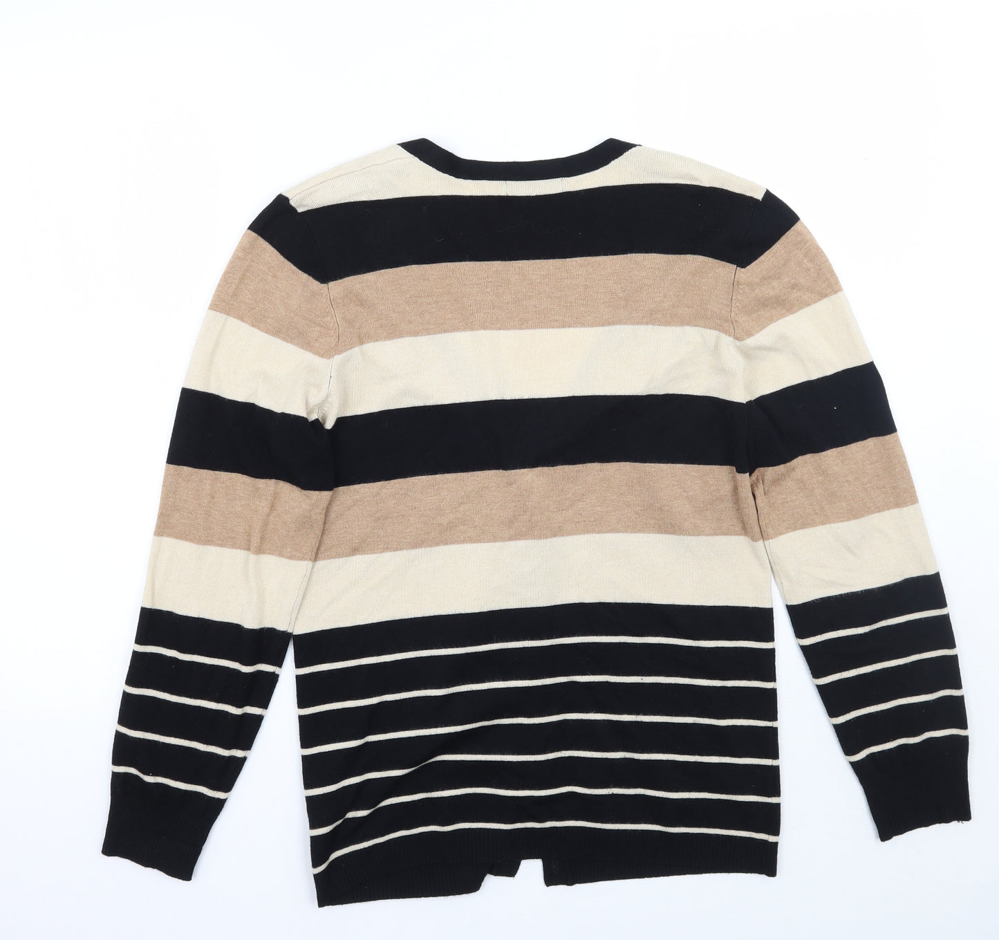 BM Womens Brown Striped  Cardigan Jumper Size S