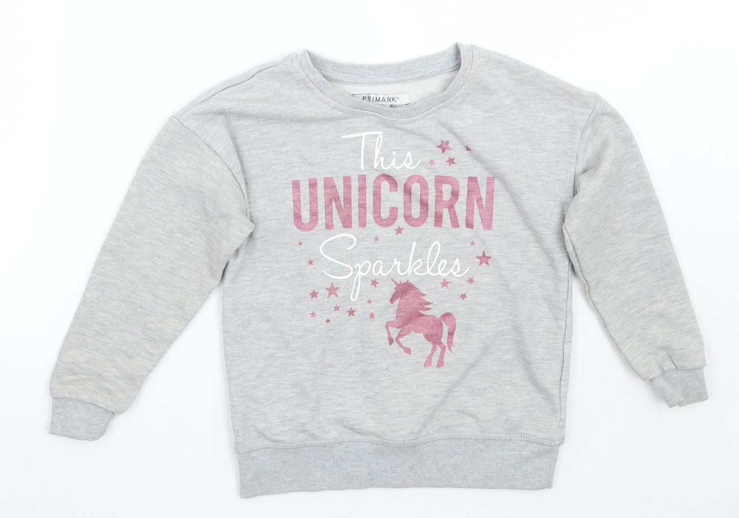 Primark Girls Grey   Pullover Jumper Size 5-6 Years
