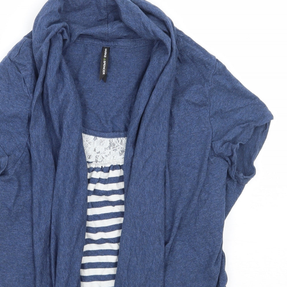 Marks and Spencer Womens Blue Striped  Basic T-Shirt Size 14