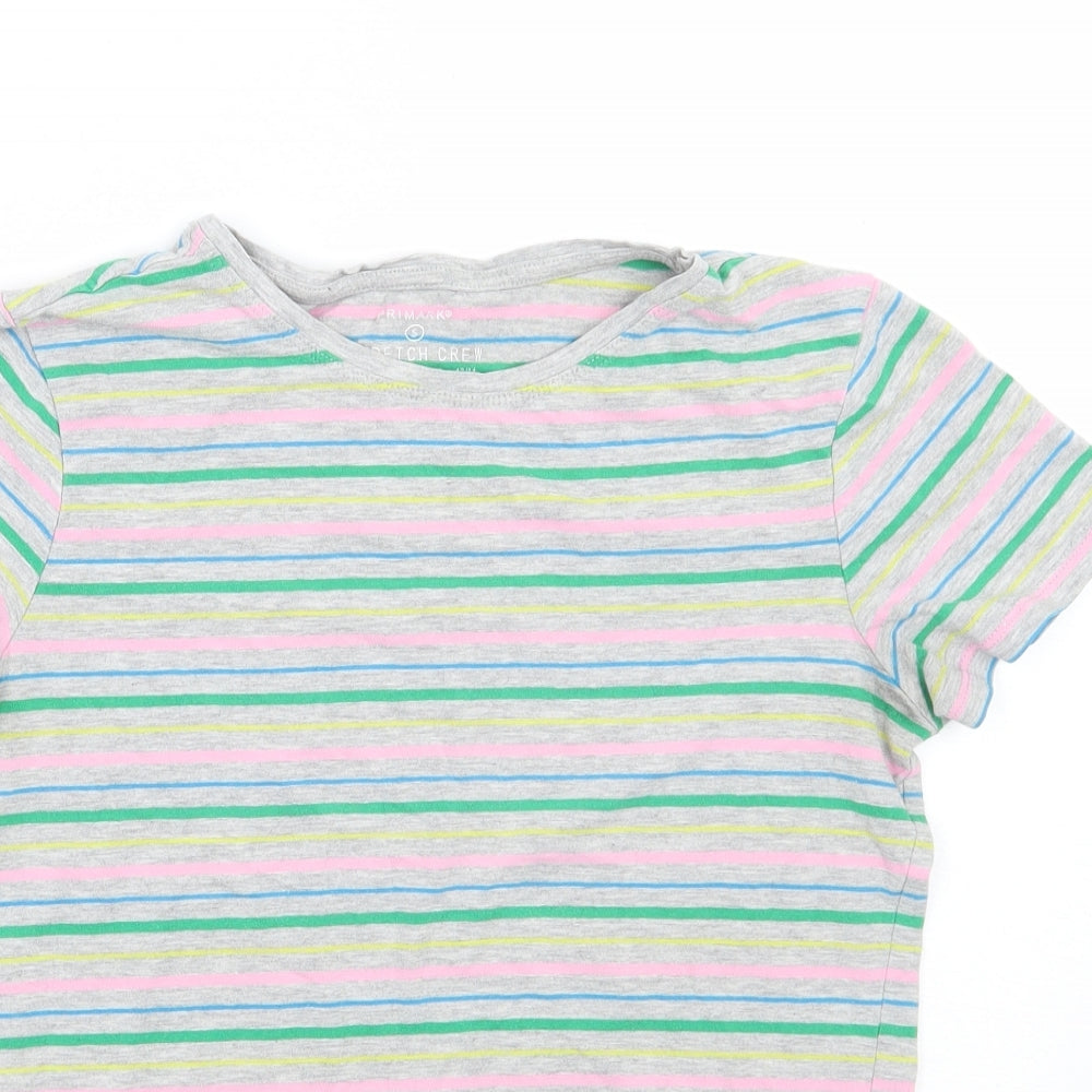 Primark Womens Grey Striped  Basic T-Shirt Size S