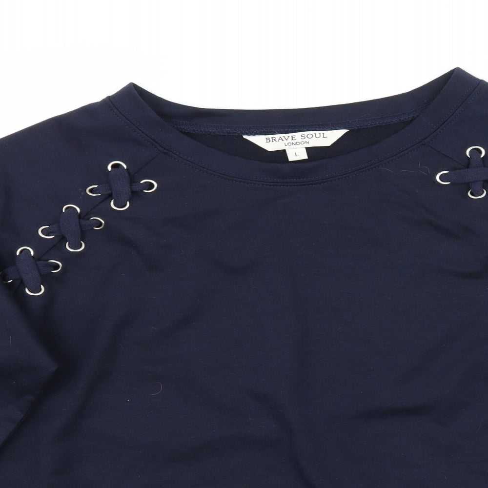 Brave Soul Womens Blue   Pullover Jumper Size L