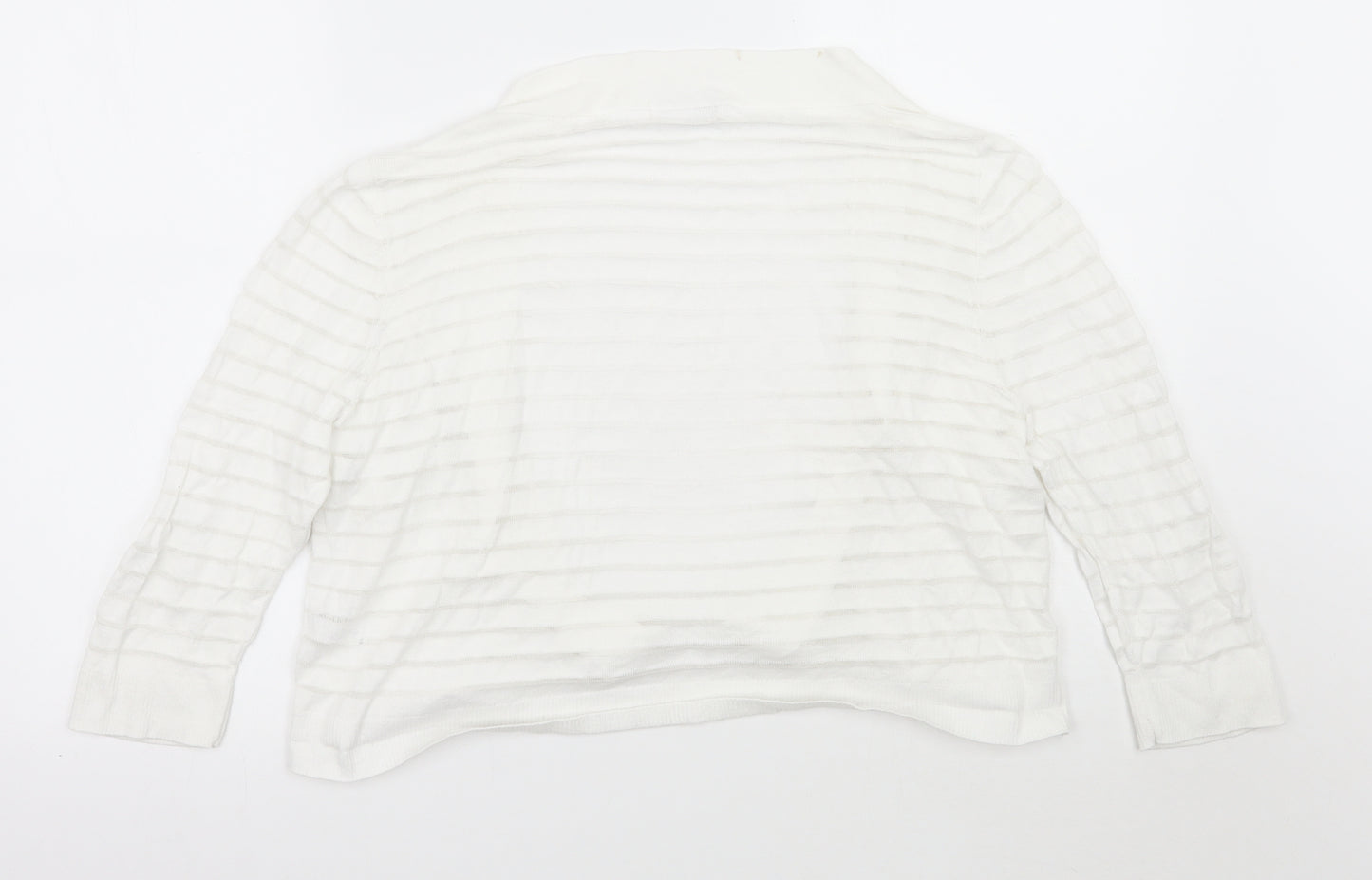TU Womens White Striped  Cardigan Jumper Size 14