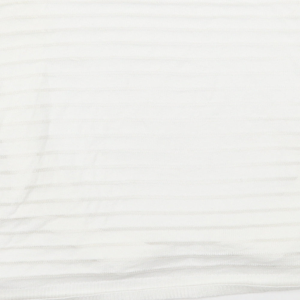 TU Womens White Striped  Cardigan Jumper Size 14