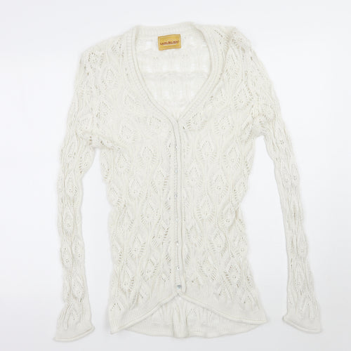 Laura Belmont Womens White   Cardigan Jumper Size 14