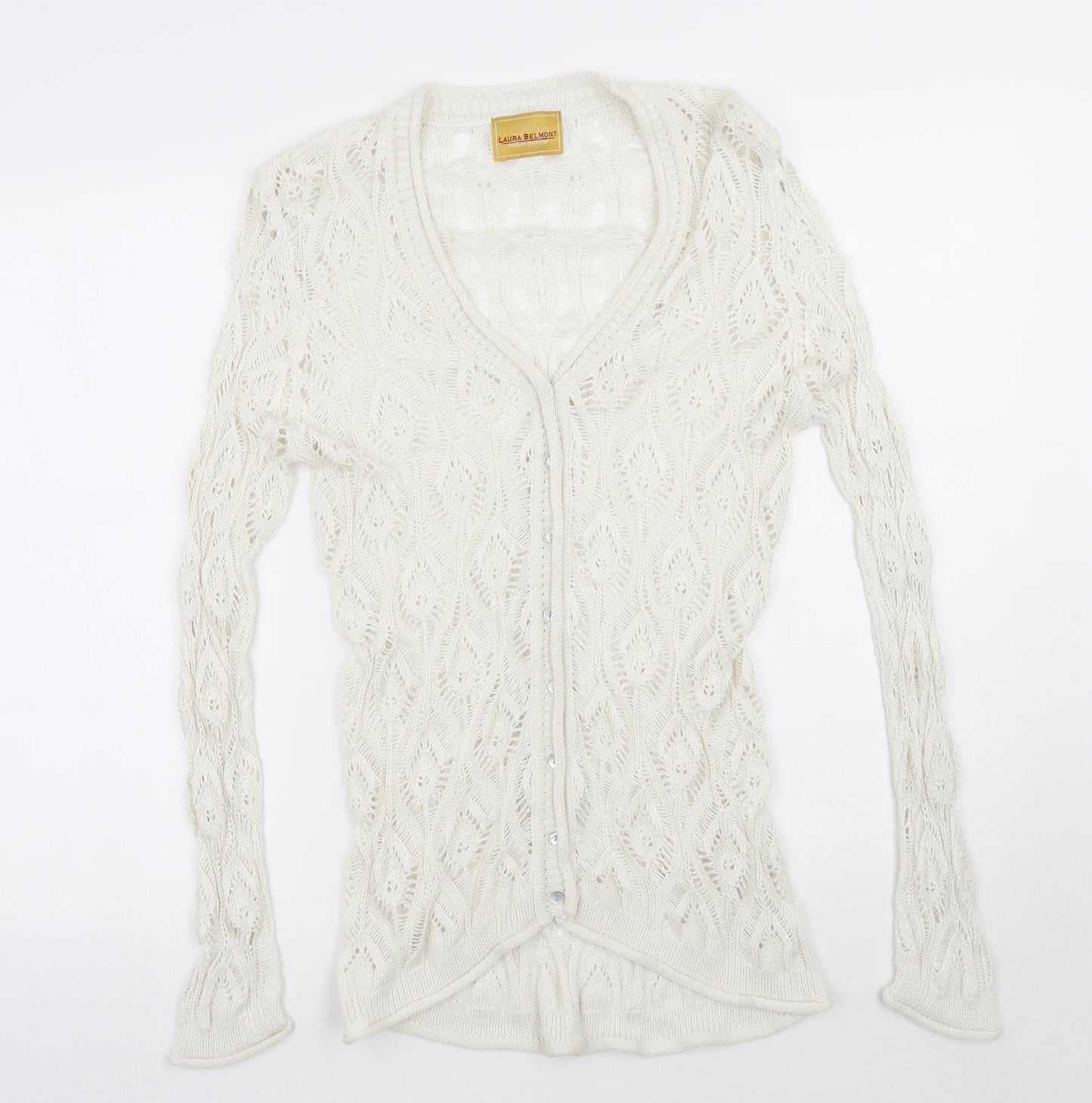 Laura Belmont Womens White   Cardigan Jumper Size 14