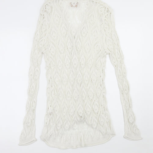 Laura Belmont Womens White   Cardigan Jumper Size 14