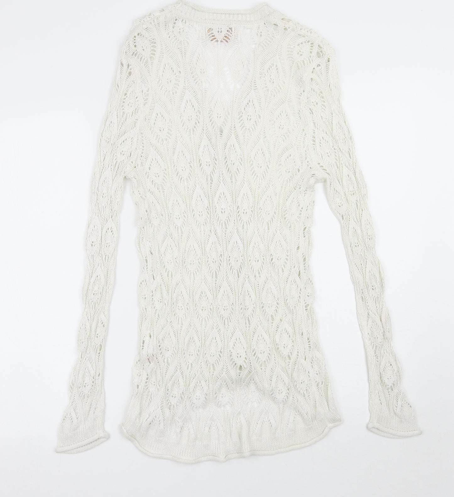 Laura Belmont Womens White   Cardigan Jumper Size 14