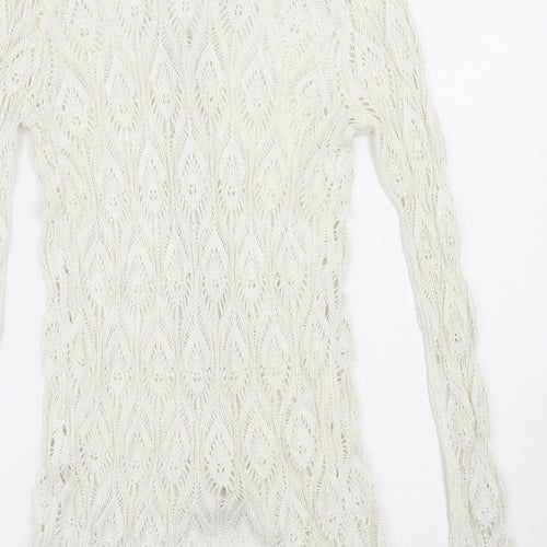 Laura Belmont Womens White   Cardigan Jumper Size 14