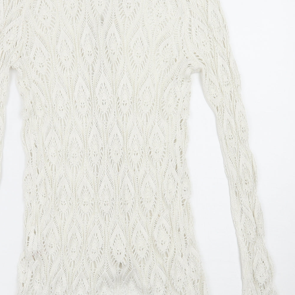 Laura Belmont Womens White   Cardigan Jumper Size 14