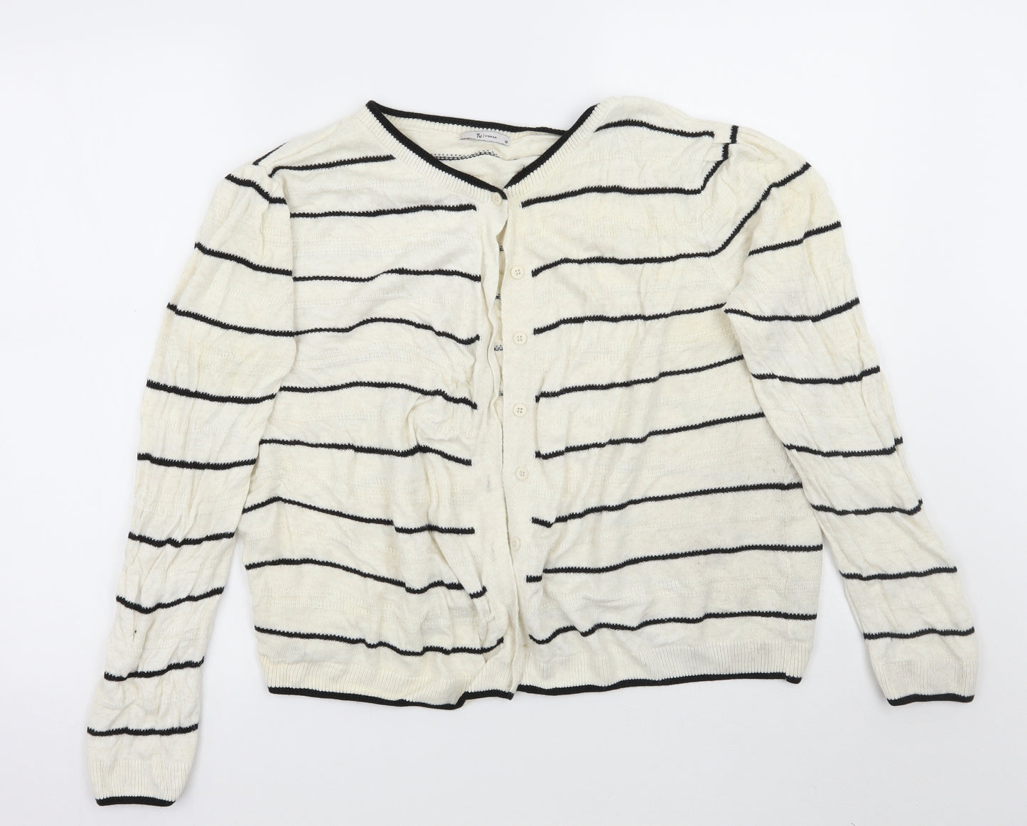 TU Womens Ivory Striped  Cardigan Jumper Size 18