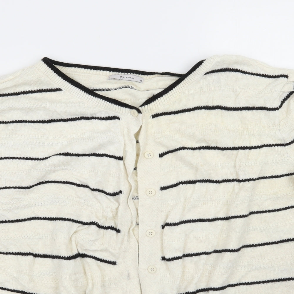 TU Womens Ivory Striped  Cardigan Jumper Size 18