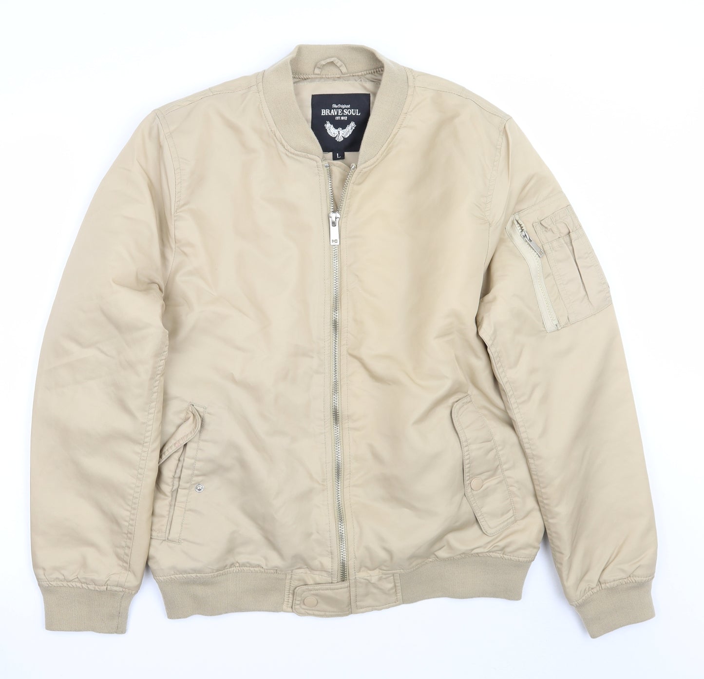 Brave Soul Mens Beige   Jacket Coat Size L