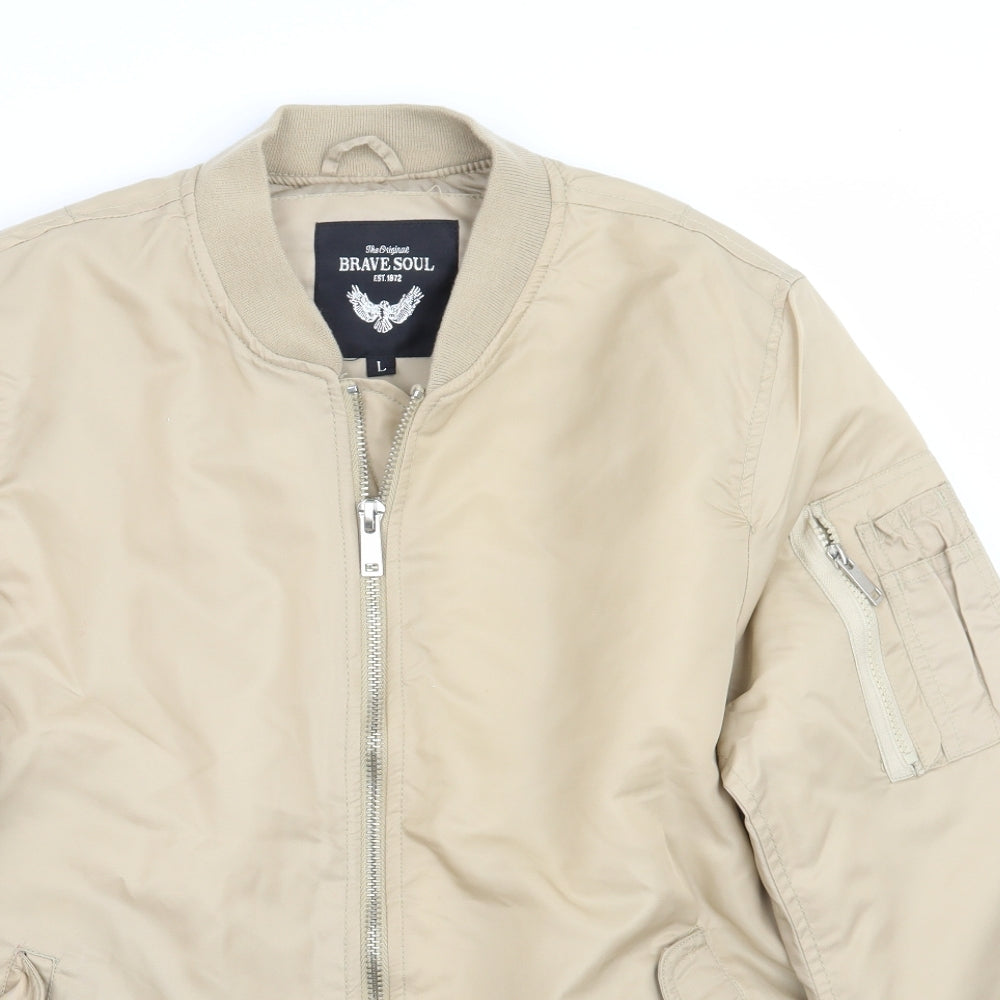 Brave Soul Mens Beige   Jacket Coat Size L