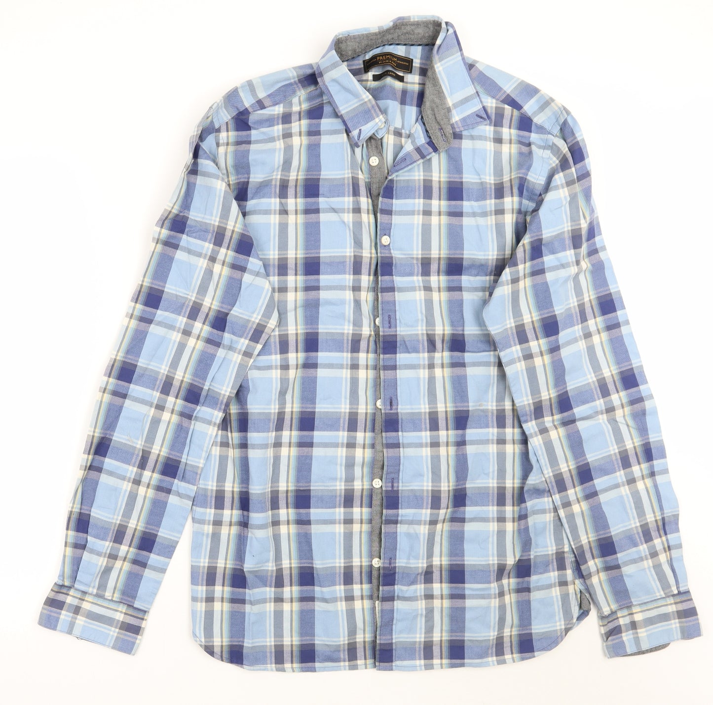 JACK & JONES Mens Blue Check   Button-Up Size L