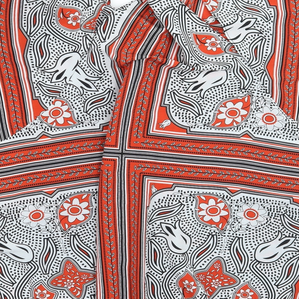 River Island Womens Orange Paisley  Basic Button-Up Size 12