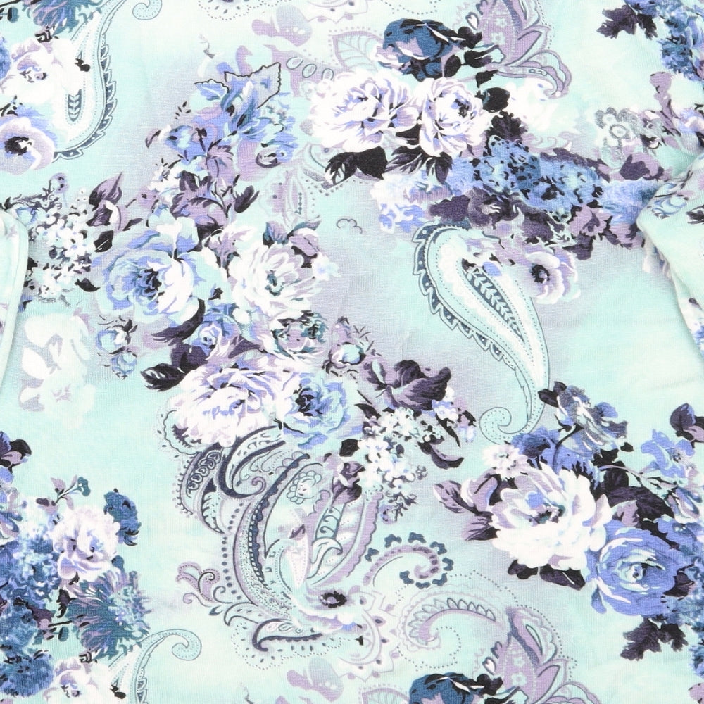 paramour Womens Blue Floral  Pullover Jumper Size L