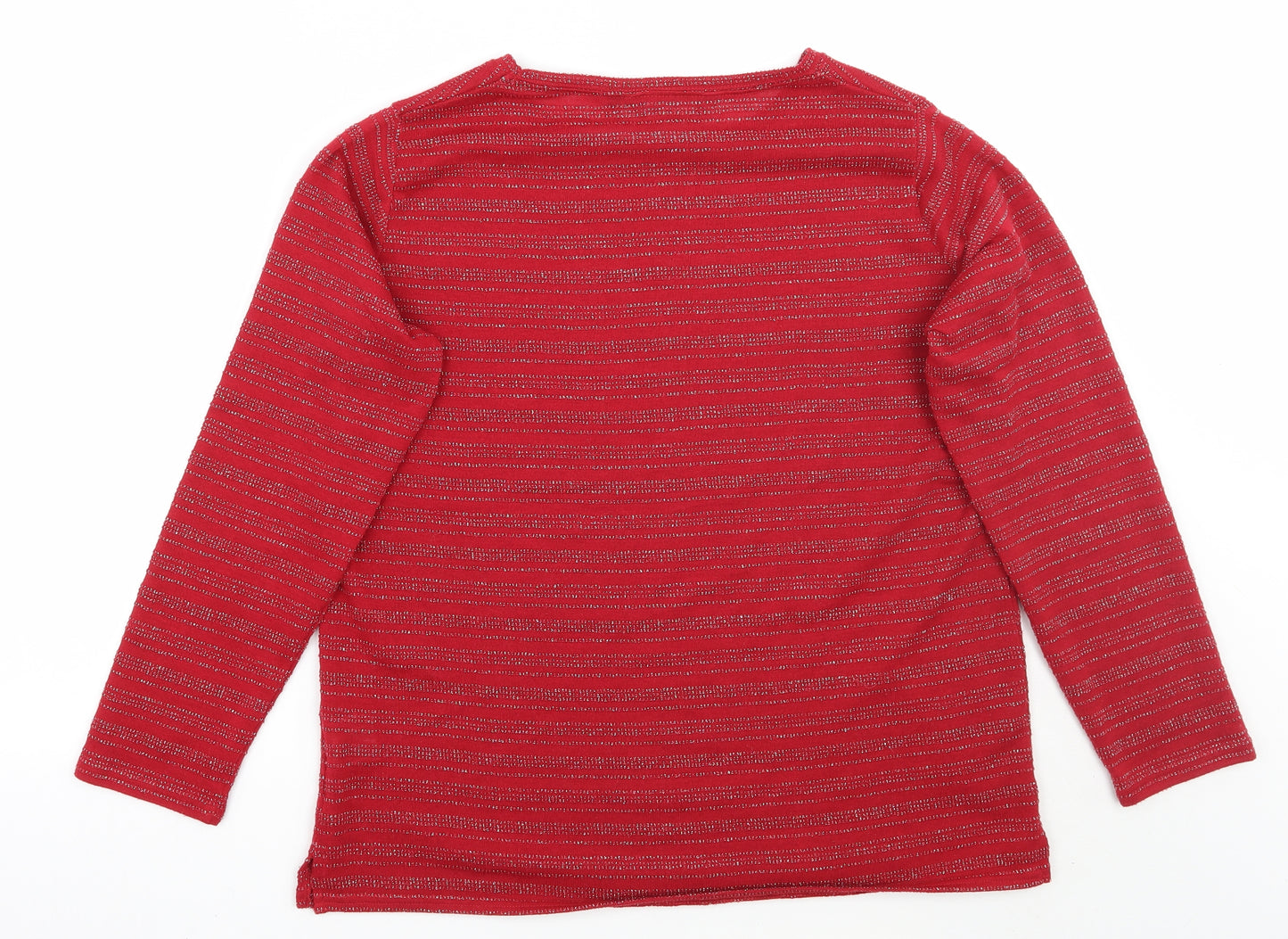 Isle Womens Red Striped  Basic T-Shirt Size M