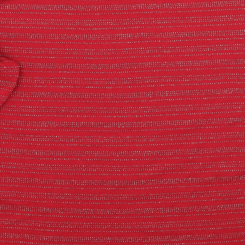 Isle Womens Red Striped  Basic T-Shirt Size M
