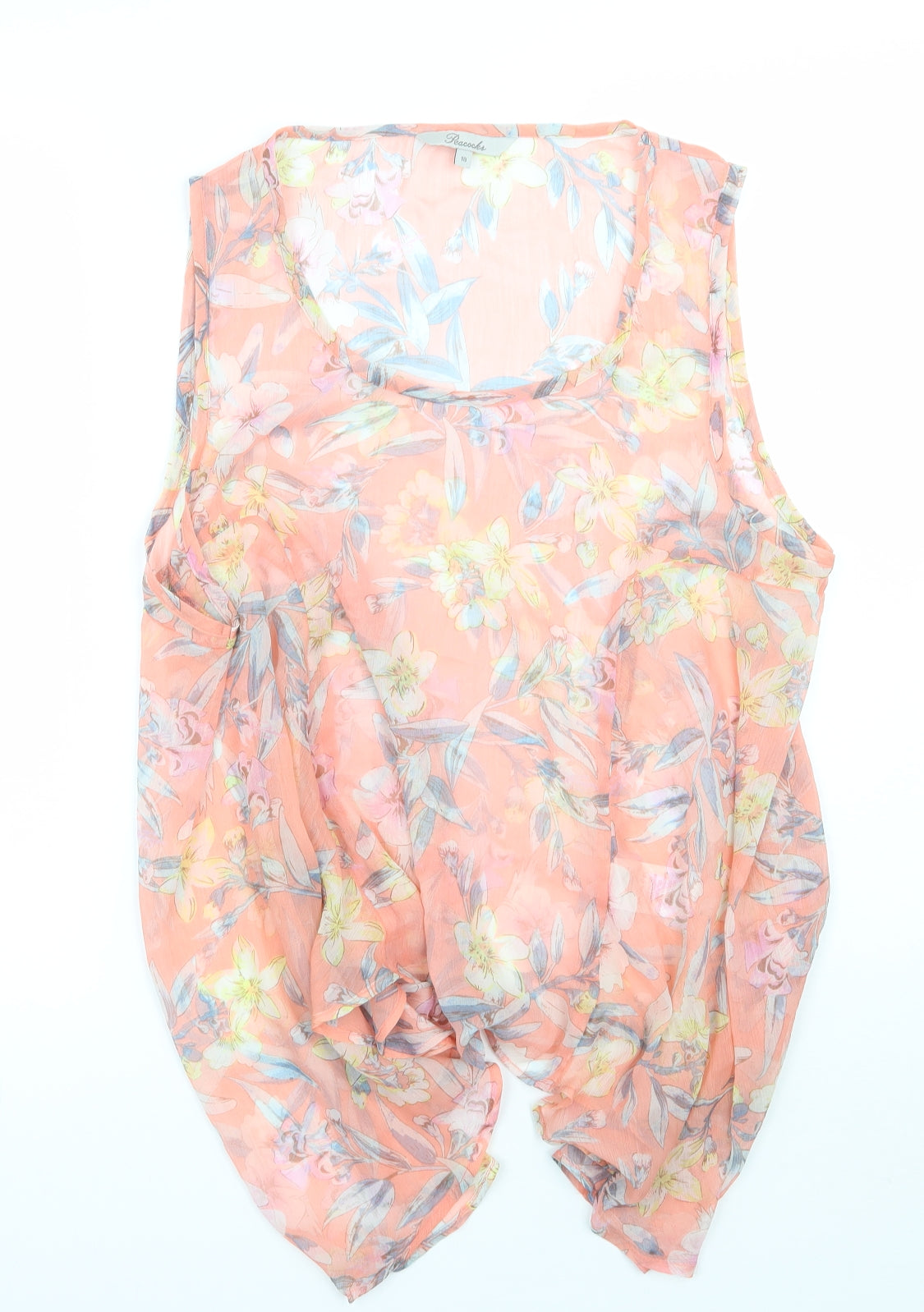 Peacocks Womens Orange Floral  Basic Tank Size 18