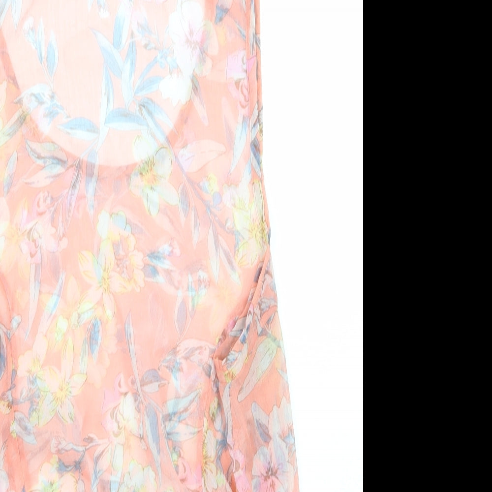 Peacocks Womens Orange Floral  Basic Tank Size 18