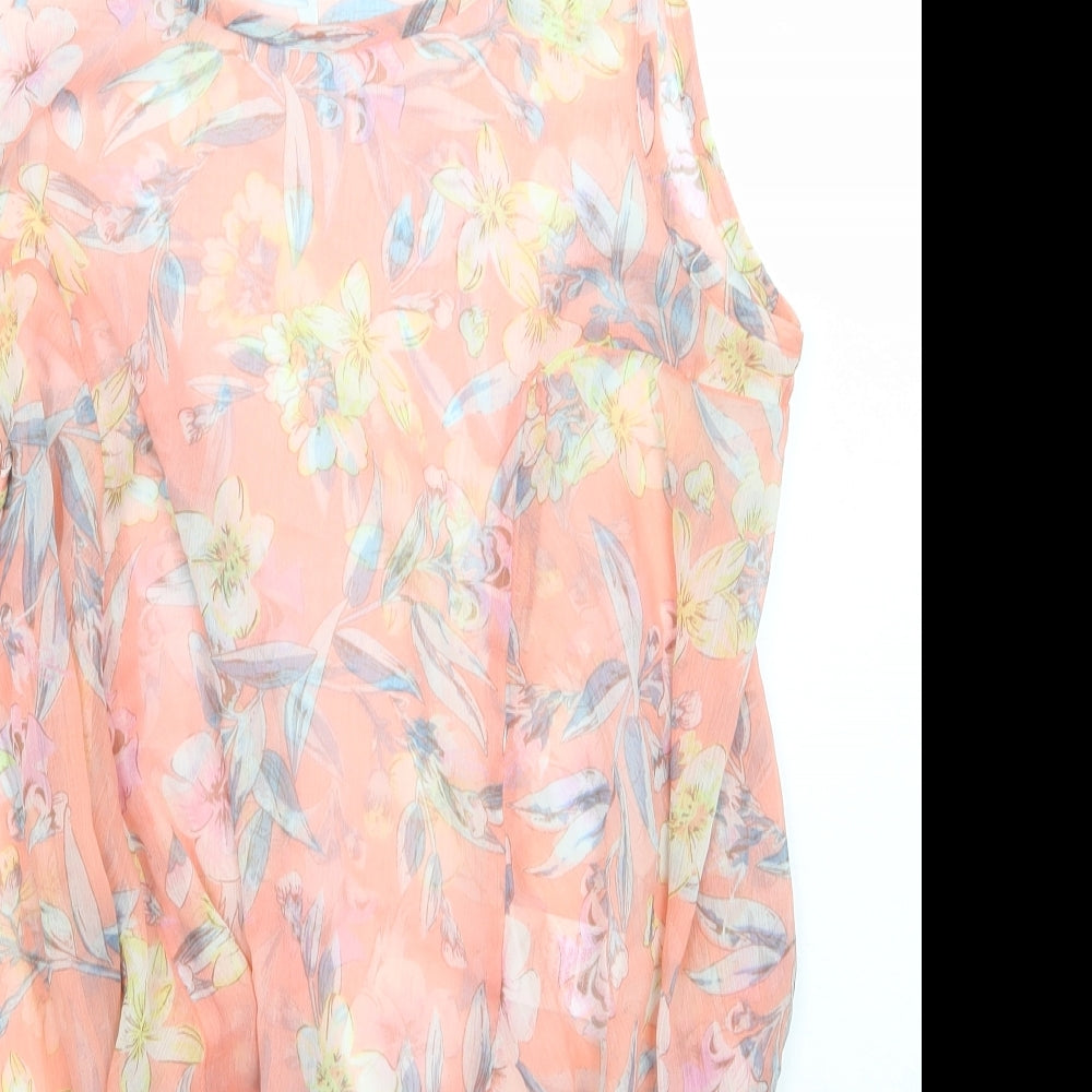 Peacocks Womens Orange Floral  Basic Tank Size 18