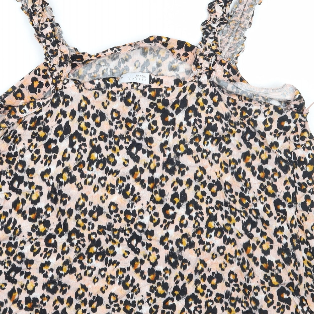 Papaya Womens Pink Animal Print  Basic Tank Size 18