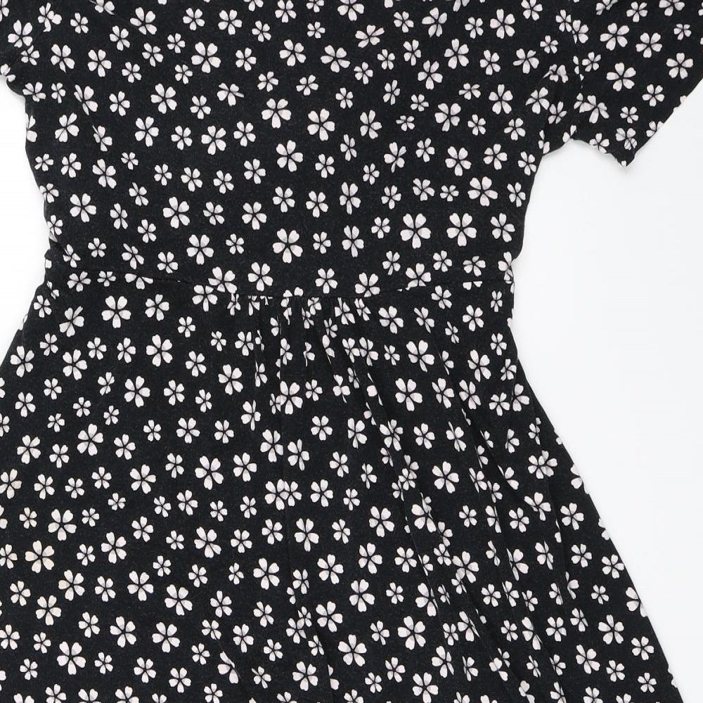 Bonmarché Womens Black Floral  Fit & Flare  Size 16