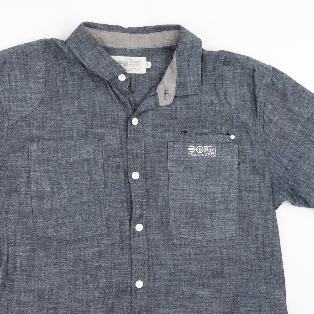 Crosshatch Mens Blue    Button-Up Size L