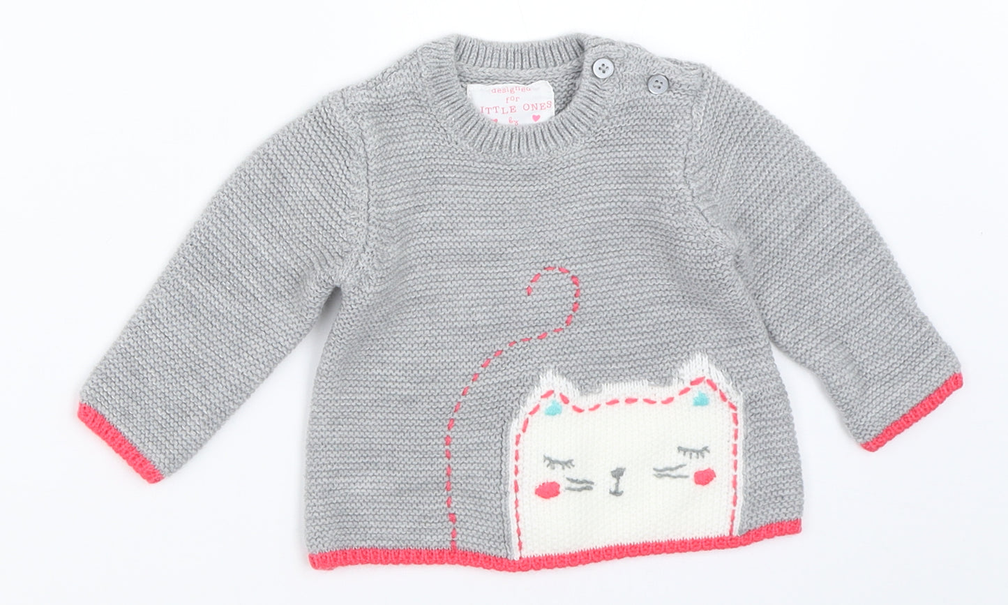 F&F Girls Grey   Pullover Jumper Size 6-9 Months