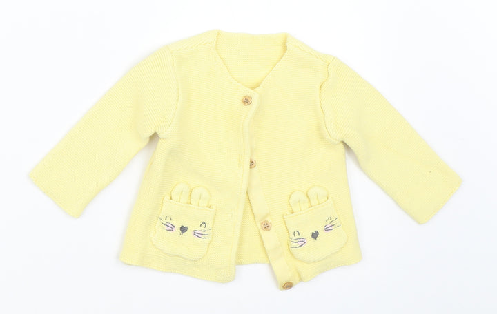 George Girls Yellow Cardigan Jumper Size 6-9 Months