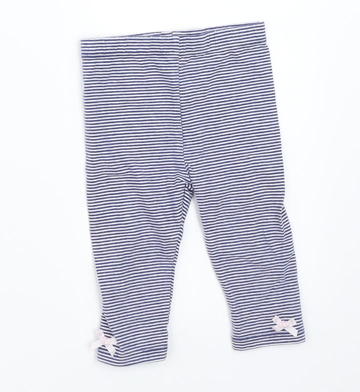 George Girls Blue Striped Capri Trousers Size 6-9 Months