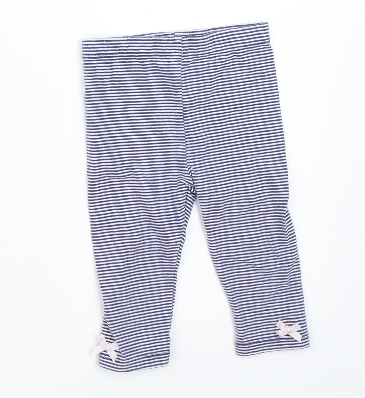 George Girls Blue Striped  Capri Trousers Size 6-9 Months