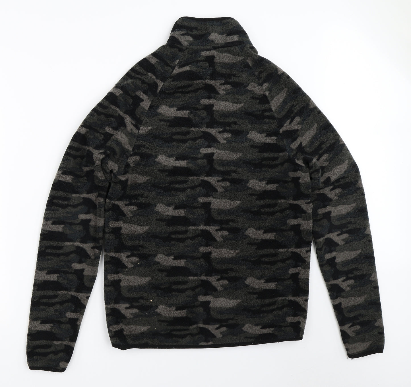 Primark Mens Green Camouflage Fleece Henley Sweatshirt Size S