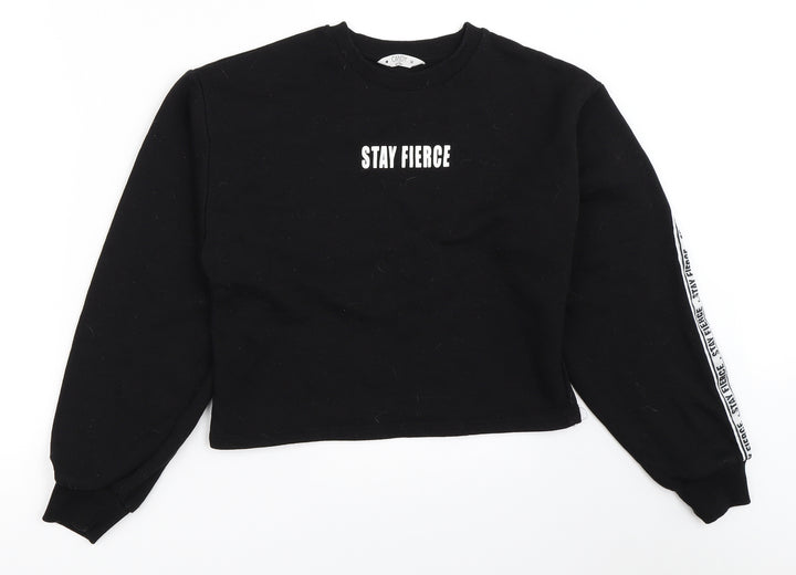 Candy Couture Girls Black Pullover Sweatshirt Size 14 Years