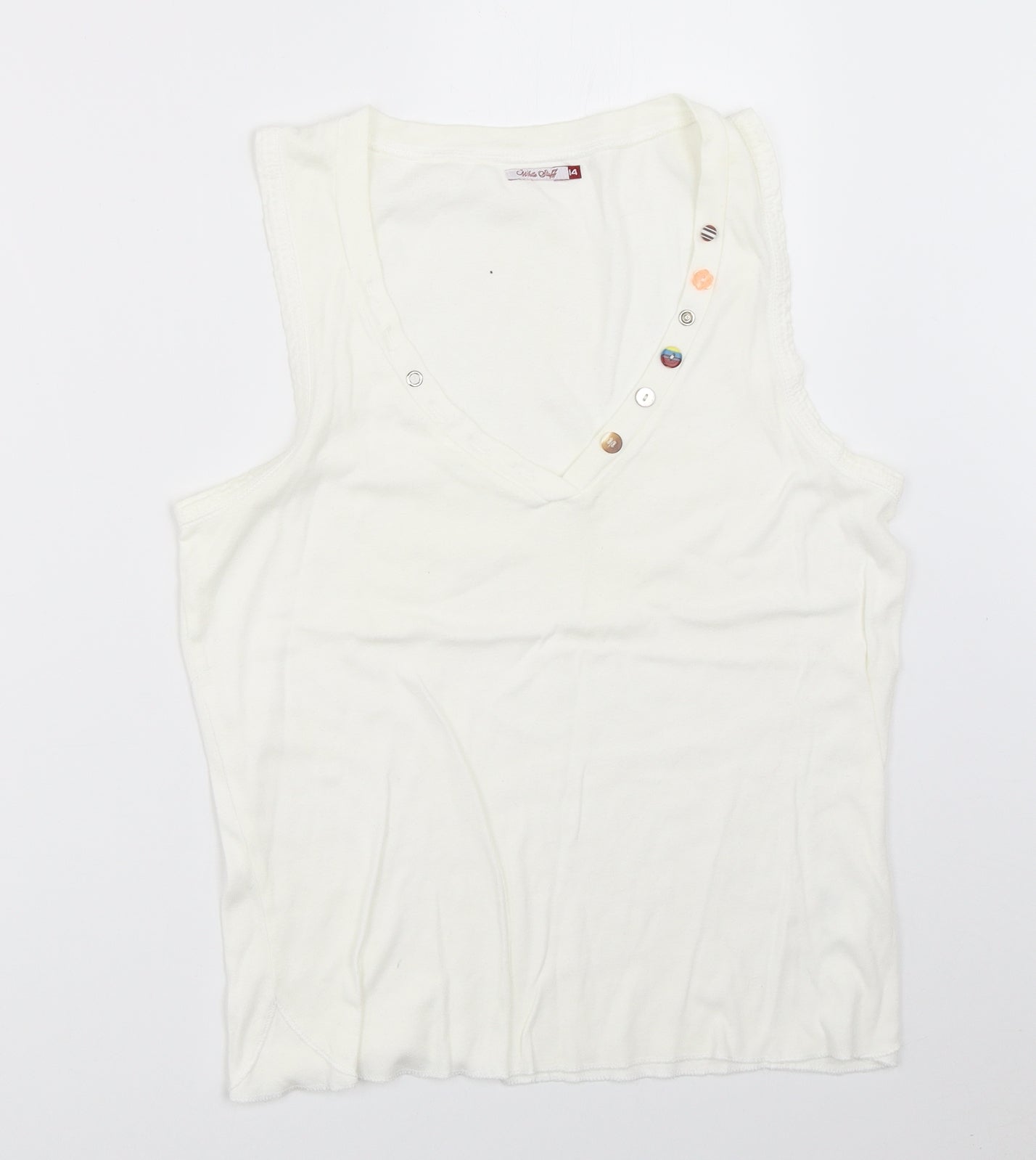 White Stuff Womens White   Basic Tank Size 14