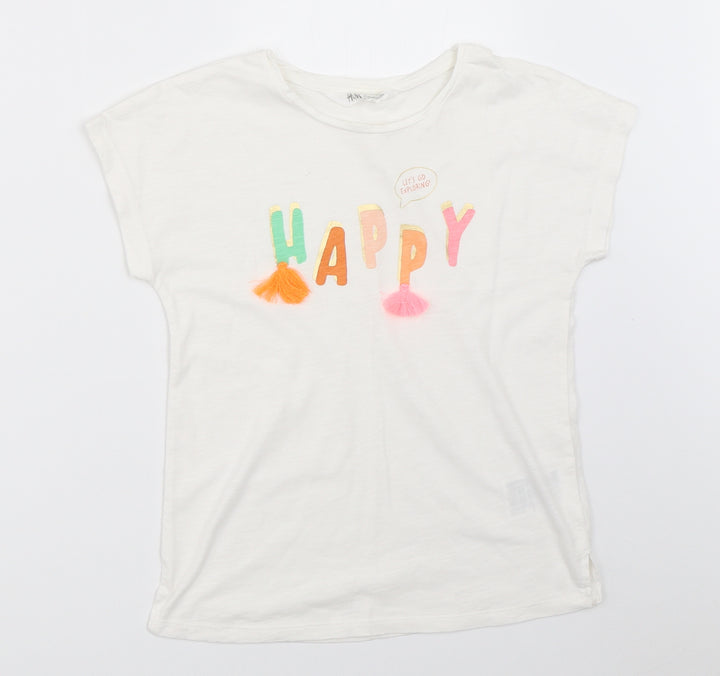 H&M Girls White   Basic T-Shirt Size 7-8 Years