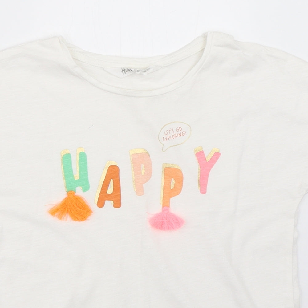 H&M Girls White   Basic T-Shirt Size 7-8 Years
